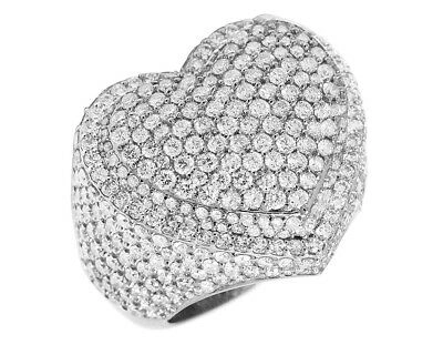 Pre-owned Jewelry Unlimited Men's 10k White Real Gold Diamond Heart Pinky Ring 8 1/2 Ct