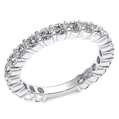 Pre-owned Jewelwesell Ladies Classic Shared Prong Eternity Band With Sizing Bar 950 Platinum 1.5ct In White/colorless