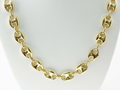 Pre-owned Gd Diamond 42.60 Gm 14k Yellow Gold Men's / Women's Puff Mariner Chain Necklace 24" 12 Mm In No Stone