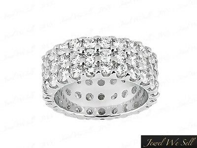 Pre-owned Jewelwesell 4.40ct Round Diamond 3-row Wedding Eternity Band Ring 10k White Gold Gh I1 Prong