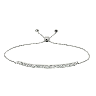 Pre-owned Morris 0.75 Carat Natural Diamond Bolo Bar Bracelet Si 14k White Gold 7'' Adjustable