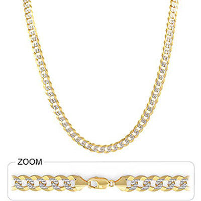 Pre-owned Gd Diamond 8.10mm 24" 50 Gm 14k Gold Two Tone Men's Heavy Cuban White Pave Necklace Chain