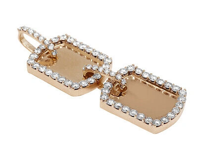 Pre-owned Jewelry Unlimited Double Dog-tag Egl Certified Vvs 7ct Real Diamond Pendant 10k Rose Gold 2.5" In I-j