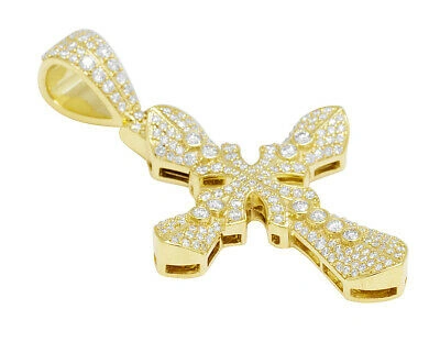 Pre-owned Jewelry Unlimited 10k Yellow Gold 2ct Real Diamond Gothic Cross Pendant 2" In G-h