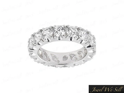 Pre-owned Jewelwesell Natural 4ct Round Diamond Wedding Eternity Band Ring 18k White Gold H Si2