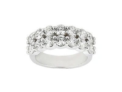 Pre-owned Jewelwesell Genuine 1.50ct Diamond Wedding Band Ring 14k White Gold Round H Si2 Prong Set