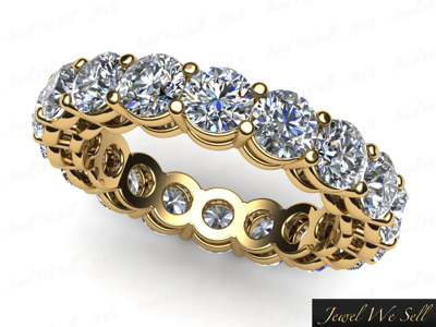 Pre-owned Jewelwesell 4.50ct Round Cut Diamond Gallery Anniversary Eternity Band Ring 14k Gold G-h I1 In Gh