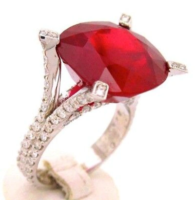 Pre-owned Ruby 14k White Gold 14.20ctw Cushion Cut  Diamond Ring Micro Pave Set Bridal