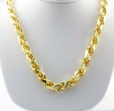 Pre-owned Gd Diamond 301.00gm 14k Gold Solid Yellow Men's Diamond Cut Rope Chain 30" Necklace 10mm