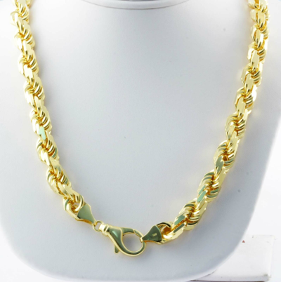 Pre-owned Gd Diamond 8.00mm 26" 116.80gm 14k Gold Yellow Men's Diamond Cut Rope Polish Chain Necklace