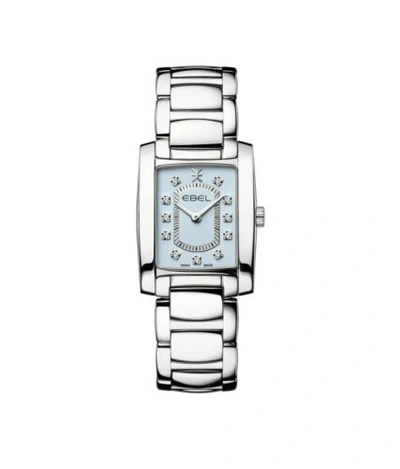 Pre-owned Ebel Brand  Women's Brasilia Ice Blue Dial With Diamond Markers Watch 1216523
