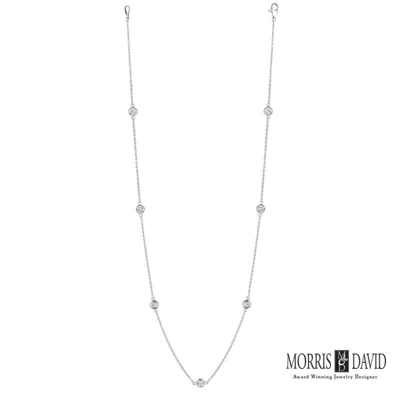 Pre-owned Morris &amp; David 1.00 Carat Diamond By The Yard Necklace Si 14k White Gold 15 Pointers 18 Inch
