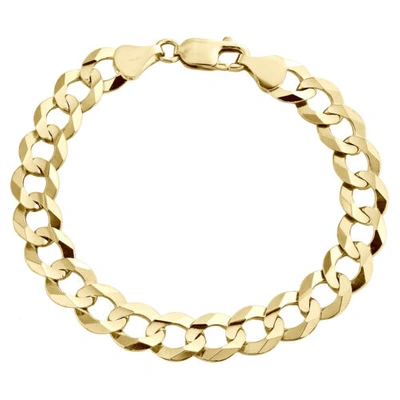 Pre-owned Jfl Diamonds & Timepieces Genuine 14k Yellow Gold 9.50mm Solid Plain Curb Cuban Link Bracelet 8 - 9 Inch