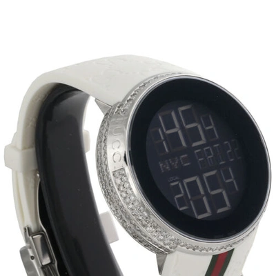 Pre-owned Gucci Diamond White Watch Mens Full Casing Ya114214 5 Row Custom Digital 3.5 Ct.