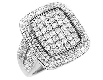Pre-owned Jewelry Unlimited Men's 10k White Gold Genuine Diamond Square Split Shank Pinky Ring 2.45ct 23mm