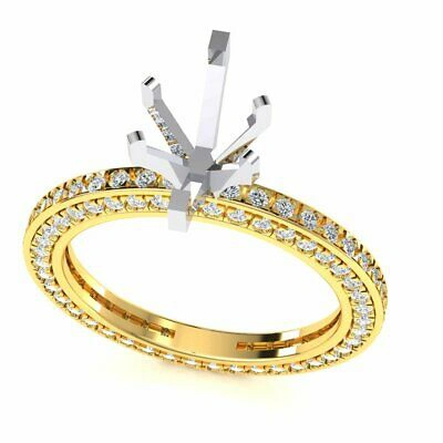 Pre-owned Jewelwesell Marquise Semi-mount Diamond Engagement Eternity Ring Platinum & 18k Yellow Gold In F