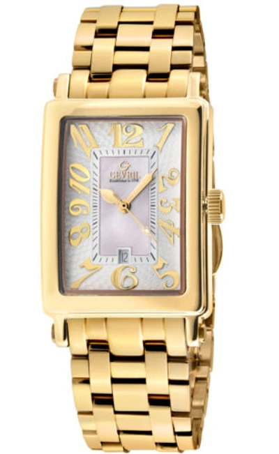 Pre-owned Gevril Women's 7444yb Avenue Of Americas Mini Swiss Quartz Mop Dial Ipyg Watch