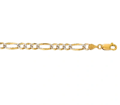 Pre-owned R C I 14k Solid Gold Pave Figaro Link Men's Chain/bracelet 8.5" 7 Mm 14 Grams In No Stone