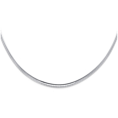 Pre-owned Tgdj 14k White Gold 3mm Reversible Omega Necklace - 16 / 18" In Yellow