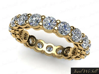 Pre-owned Jewelwesell 2.30ct Round Cut Diamond Gallery Shared Eternity Band Ring 10k Yellow Gold Gh I1