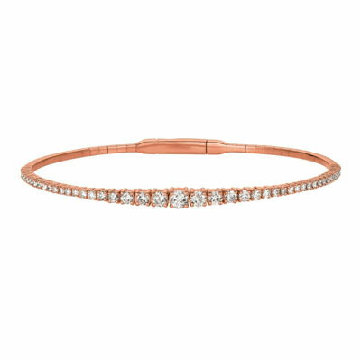 Pre-owned Morris 1.25 Carat Natural Diamond Flexible Bracelet Si 14k Rose Gold 7''