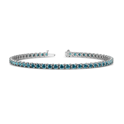 Pre-owned Trijewels London Blue Topaz Womens Eternity Tennis Bracelet 3.43 Ctw 14k Goldãâ Jp:124148