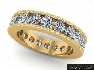 Pre-owned Jewelwesell 2.00ct Round Diamond Classic Milgrain Eternity Wedding Band Ring 14k Gold H Si2