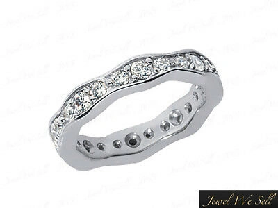 Pre-owned Jewelwesell 1.20ct Round Diamond Wave Eternity Wedding Band Ring 18k White Gold F Vs2 Prong