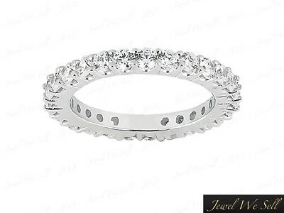 Pre-owned Jewelwesell 1ct Round Diamond Shared Prong Wedding Eternity Band Ring 18k White Gold Si1