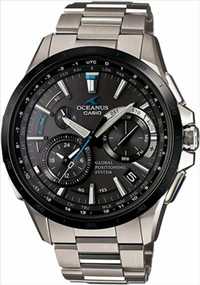 Pre-owned Casio Oceanus Ocw-g1000db-1ajf Gps Hybrid Tough Mtv Solar Watch Titanium Silver