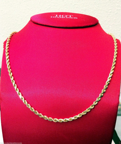 Pre-owned Rope Chain Clearance 10k Real Yellow Gold Necklace  4mm 24 Inches 28 Grams