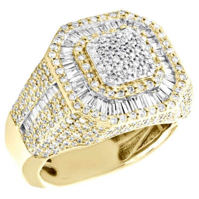 Pre-owned Jfl Diamonds & Timepieces 10k Yellow Gold Round & Baguette Diamond 18mm Statement Pinky Ring Band 2.80 Ct In White