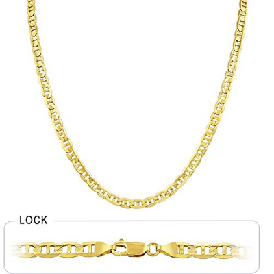 Pre-owned Gd Diamond 4.60mm 20" 17.70gm 14k Solid Gold Yellow Men's Mariner Concave Chain Necklace