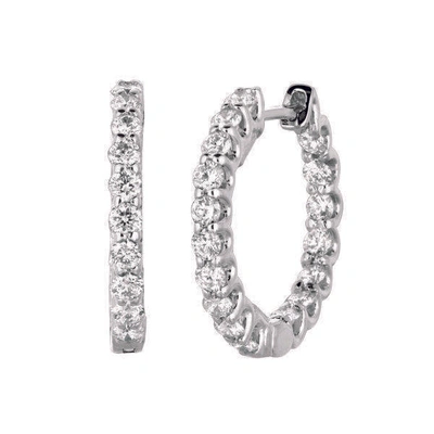 Pre-owned Morris 1.40 Carat Natural Diamond Hoop Earrings Si 14k White Gold
