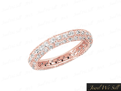 Pre-owned Jewelwesell Genuine 1.00ct Round Brilliant Cut Diamond Pave Set Eternity Ring 14k Gold F Vs2 In I