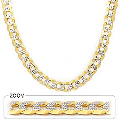 Pre-owned Gd Diamond 9.60mm 26" 77.00gm 14k Gold Solid Two Tone Cuban White Link Men's Chain Necklace
