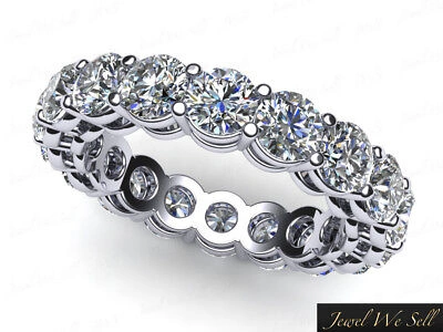 Pre-owned Jewelwesell 4.00ct Round Diamond Shared Prong Gallery Eternity Wedding Band Ring 10k Gh I1