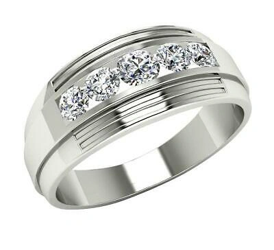 Pre-owned I1 G I1 Natural Round Diamond 1.10 Ct 14k White Gold Men's Engagement Ring 8.50 Mm