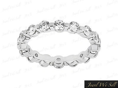 Pre-owned Jewelwesell 1.40ct Round Diamond Shared Single Wedding Eternity Band Ring 950 Platinum Si1 In White