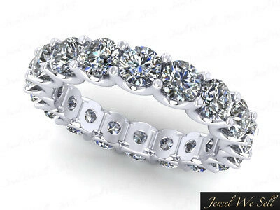 Pre-owned Jewelwesell 2.00ct Round Diamond Shared U-prong Eternity Wedding Ring 14k White Gold I Si2