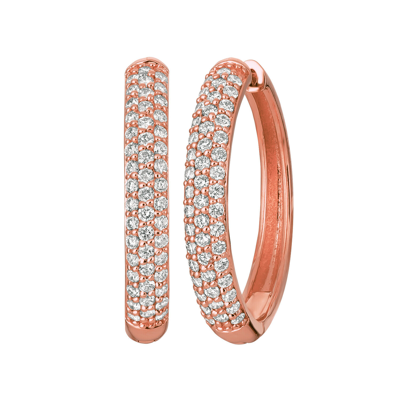 Pre-owned Morris 1.00 Carat Natural Diamond Hinged Hoop Earrings Si 14k Rose Gold