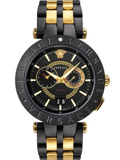 Pre-owned Versace Vebv00619 V-race Chronograph Mens Watch 46mm 5atm