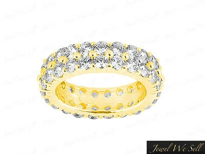 Pre-owned Jewelwesell 2.70ct Round Diamond Dual Row Shared Prong Eternity Band Ring 14k Gold Vs2 Prong In White
