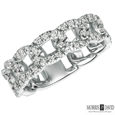 Pre-owned Morris 0.75 Carat Natural Diamond Chain Style Ring Si 14k White Gold