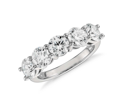 Pre-owned Limor 3ct Diamond Five Stone Wedding Ring 14k White Gold