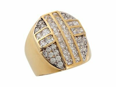 Pre-owned Jackani 10k Or 14k Two Tone Gold White Cz Latin Cross Religious Wide Band Mens Ring