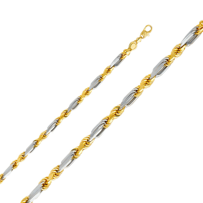 Pre-owned Td Collections Mens 14k Real Two Tone Gold 6.5mm Figarope Chain / 8.5"-26''