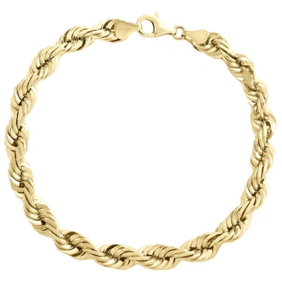 Pre-owned Jfl Diamonds & Timepieces 10k Yellow Gold 8mm Solid Diamond Cut Rope Link Bracelet Lobster Clasp 9 Inch