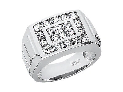 Pre-owned Jewelwesell Natural 1.35ct Round Cut Mens Wedding Band Ring 950 Platinum Si1 Channel Set In White