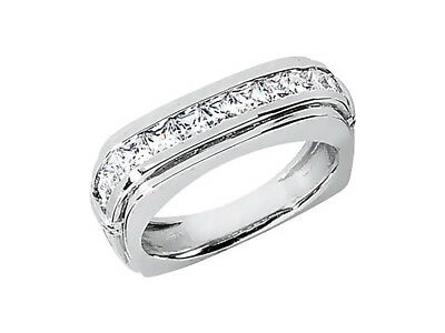 Pre-owned Jewelwesell Genuine 2.5ct Princess Euro Shank Mens Wedding Band Ring 14k White Gold I Si2